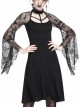 Gothic Black Sexy Lace Long Sleeves Slim Midi Dress