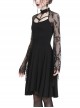 Gothic Black Sexy Lace Long Sleeves Slim Midi Dress