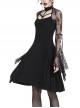 Gothic Black Sexy Lace Long Sleeves Slim Midi Dress