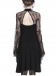 Gothic Black Sexy Lace Long Sleeves Slim Midi Dress