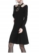 Gothic Black Hollow Out Lace-up Chest Slim Long Sleeve Dress