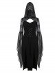 Gothic Black Lace Hooded Sexy Side Slits Long Dress
