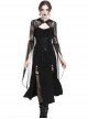 Gothic Black Lace Hooded Sexy Side Slits Long Dress