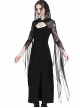 Gothic Black Lace Hooded Sexy Side Slits Long Dress