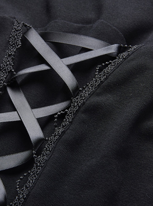 Gothic Black Lace Hooded Sexy Side Slits Long Dress