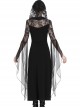 Gothic Black Lace Hooded Sexy Side Slits Long Dress