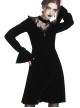 Gothic Cross Black Lace Velour Long Sleeve Dress