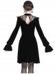 Gothic Cross Black Lace Velour Long Sleeve Dress