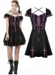 Harajuku Purple Cross Sweet Gothic Rebel Short Black Sleeve Dress