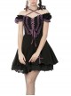 Harajuku Purple Cross Sweet Gothic Rebel Short Black Sleeve Dress