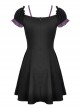 Harajuku Purple Cross Sweet Gothic Rebel Short Black Sleeve Dress