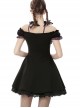 Harajuku Purple Cross Sweet Gothic Rebel Short Black Sleeve Dress