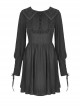 Black Doll Collar Gothic Lantern Long Sleeve Dress