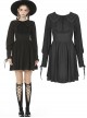 Black Doll Collar Gothic Lantern Long Sleeve Dress