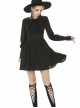 Black Doll Collar Gothic Lantern Long Sleeve Dress