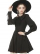 Black Doll Collar Gothic Lantern Long Sleeve Dress