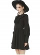 Black Doll Collar Gothic Lantern Long Sleeve Dress