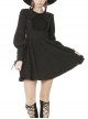 Black Doll Collar Gothic Lantern Long Sleeve Dress