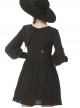 Black Doll Collar Gothic Lantern Long Sleeve Dress
