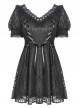 Sexy Rebel Black Lace V Neck Gothic Short Sleeve Dress