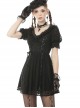 Sexy Rebel Black Lace V Neck Gothic Short Sleeve Dress