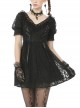 Sexy Rebel Black Lace V Neck Gothic Short Sleeve Dress