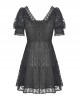 Sexy Rebel Black Lace V Neck Gothic Short Sleeve Dress