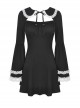 Gothic Sweet Doll Collar Black Rebel Long Sleeve Dress