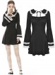 Gothic Sweet Doll Collar Black Rebel Long Sleeve Dress
