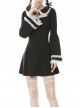 Gothic Sweet Doll Collar Black Rebel Long Sleeve Dress