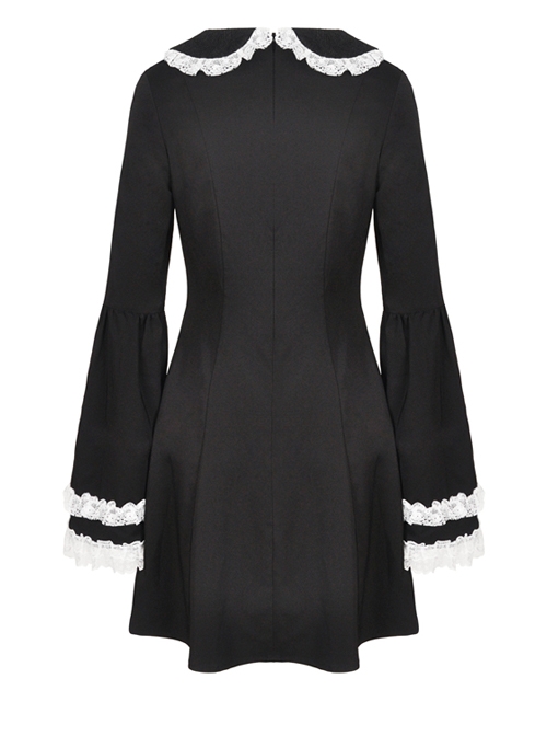 Gothic Sweet Doll Collar Black Rebel Long Sleeve Dress