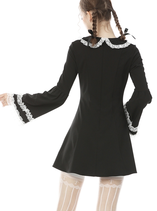 Gothic Sweet Doll Collar Black Rebel Long Sleeve Dress