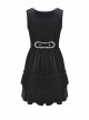 Gothic Academy Black Velvet Deep V-neck Vest Dress