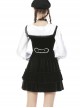 Gothic Academy Black Velvet Deep V-neck Vest Dress