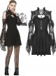 Rock Princess Gothic Black Lace Sexy Shoulder Dress