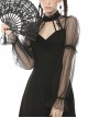 Gothic Sexy Black See-through Mesh Sleeves Splicing Slim Dress