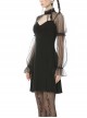 Gothic Sexy Black See-through Mesh Sleeves Splicing Slim Dress