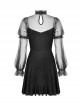 Gothic Sexy Black See-through Mesh Sleeves Splicing Slim Dress