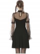 Gothic Sexy Black See-through Mesh Sleeves Splicing Slim Dress
