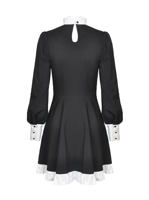 Alternative Rebel Doll Black White Gothic Lolita Long Sleeve Dress