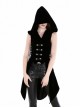 Gothic Black Uniform Style Womens Hooded Long Vest