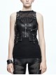 Black PU Pocket Top Short Gothic Womens Vest