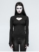 Gothic Prethoracic Hollow-Out Black Women's Long Sleeves T-shirt