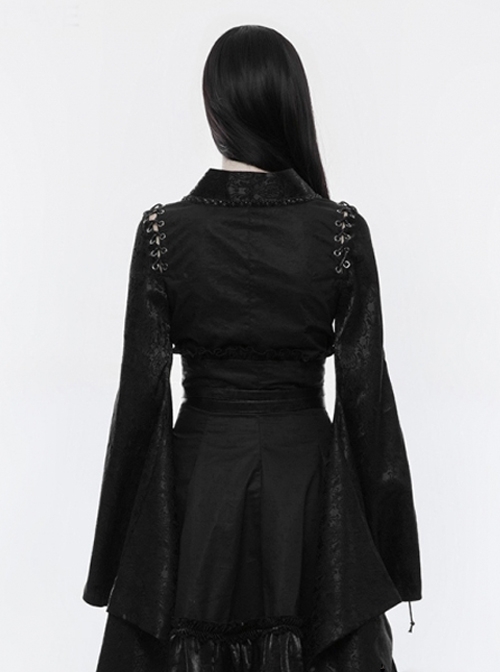 Japanese Style Black Jacquard Women's Gothic Kimono Top