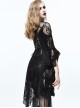 Gothic Black Back Translucent Lace Lace-up Long Sleeve Shirt