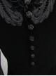 Gothic Slim High Collar Delicate Lace Embroidery Black Transparent Long Sleeve Shirt