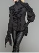 Gothic Black High Collar Ruffle Partial Skull Printing Long Sleeve Shirt