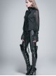Gothic Punk Black Chiffon Flower High Collar Ruffle Long Sleeve Shirt