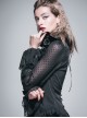 Gothic Punk Black Chiffon Flower High Collar Ruffle Long Sleeve Shirt