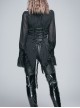 Gothic Punk Black Chiffon Flower High Collar Ruffle Long Sleeve Shirt